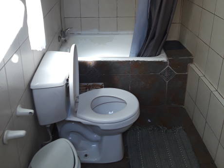 Bathroom at Aji Verde hostel in La Serena, Chile.