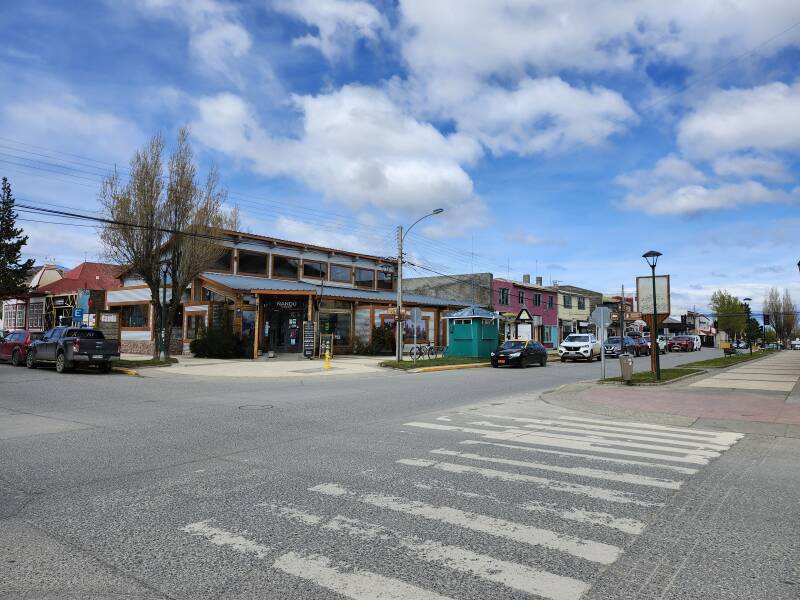 Shops and restaurants off the southeast corner of the square.