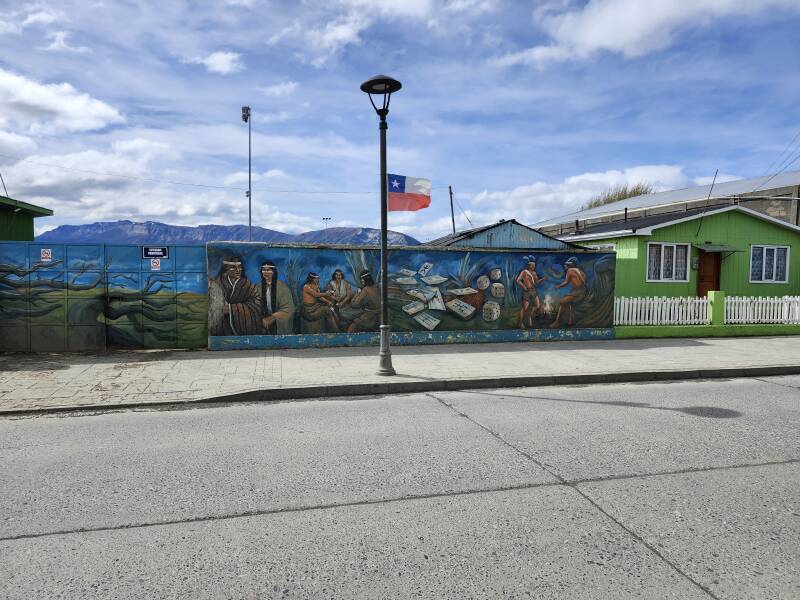 Mural showing indigenous peoples.