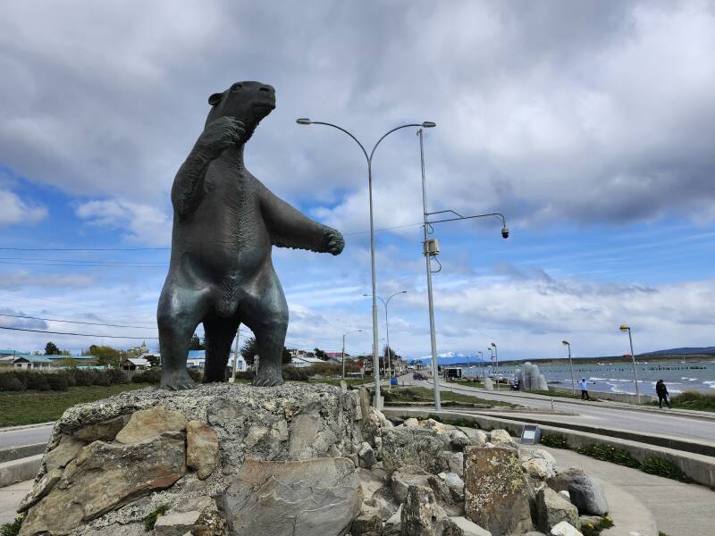 Mylodon at the traffic circle at the north edge of Puerto Natales.