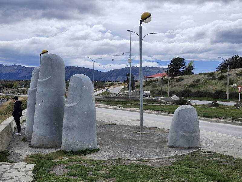 La Mano, statue of giant fingertips near the Mylodon statue.