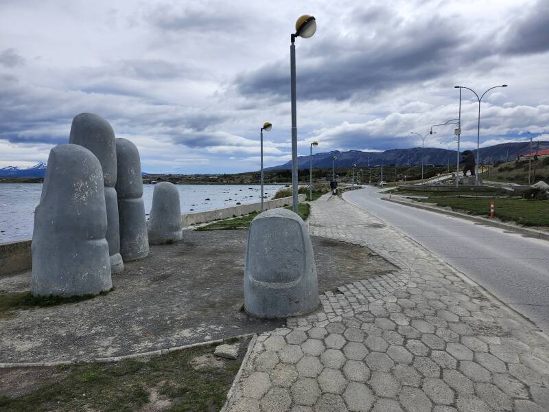 La Mano, statue of giant fingertips near the Mylodon statue.