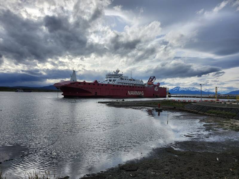 Navimag ferry at Terminal Maritimo, the season's first run from Puerto Natales to Puerto Montt.