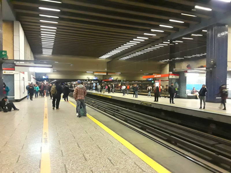 In the Metro station in Santiago, Chile.