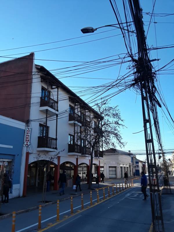 Snarl of cables in Rancagua, Chile.