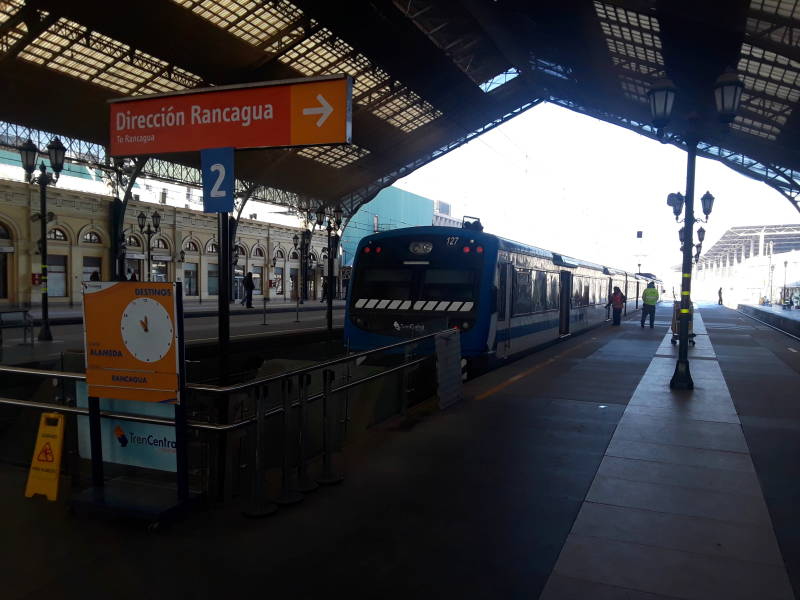Metrotrén to Rancagua in Estación Central, the main train station in Santiago, Chile.