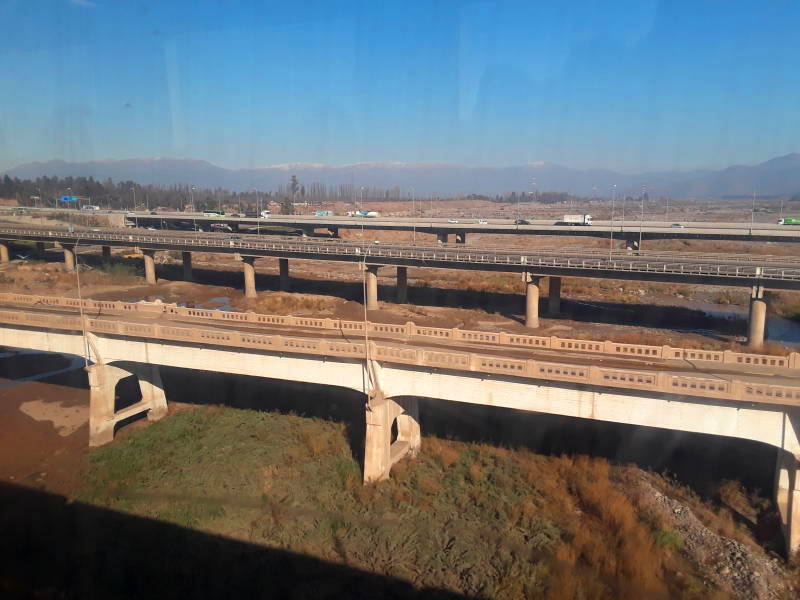 Coastal mountain range seen from Metrotrén from Santiago to Rancagua, Chile.