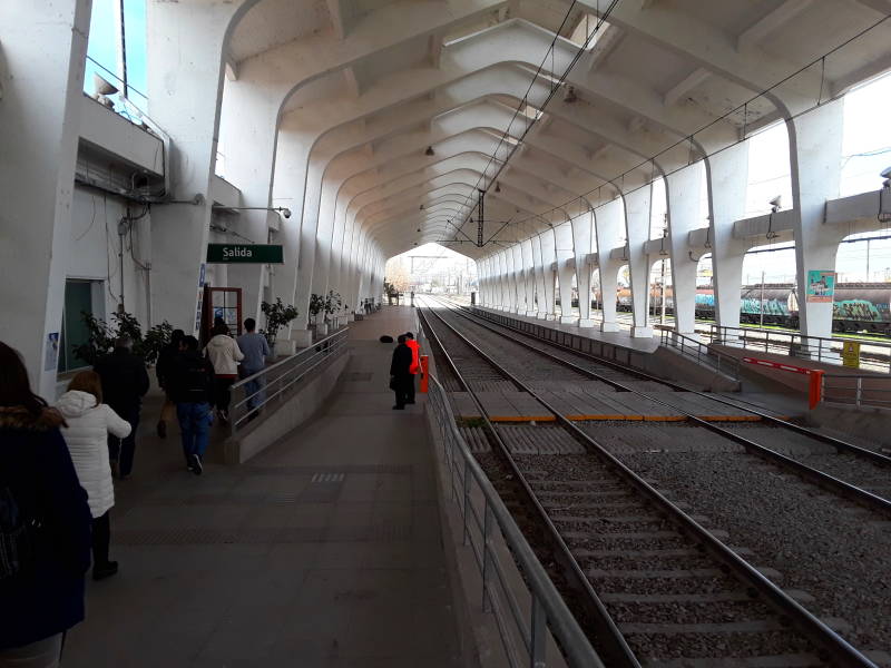 Arriving at the train station in Rancagua, Chile.