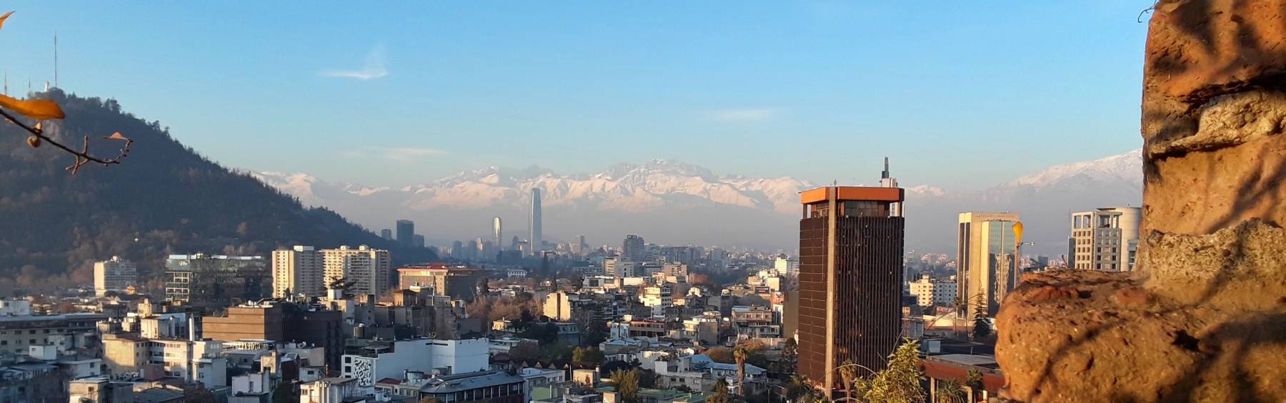 Highrise buildings in downtown Santiago, Chile, seen from Cerro Santa Lucia.