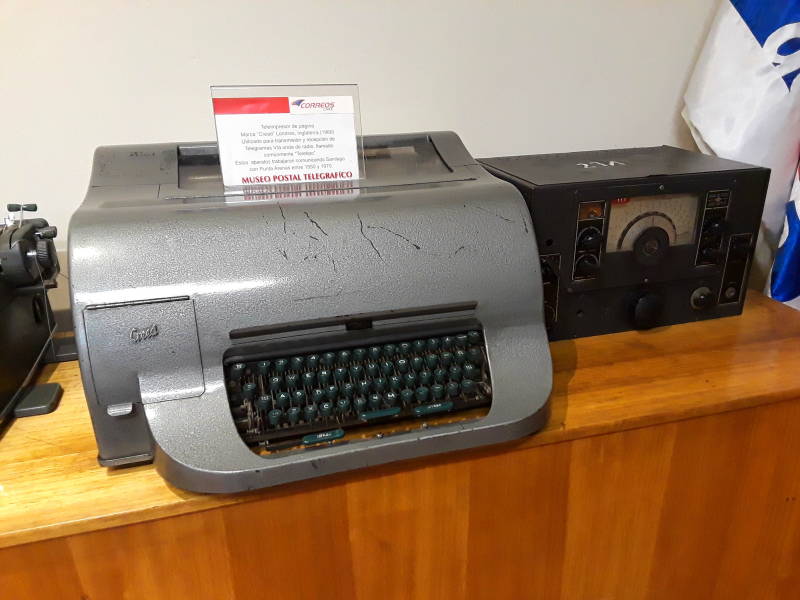 Teletype and National HRO radio receiver in the Museum of Telegraphy in the main post office on Plaza de Armas in Santiago.