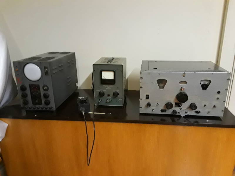 Oscilloscope and grid dip meter plus a Hallicrafters radio receiver in the Museum of Telegraphy in the main post office on Plaza de Armas in Santiago.