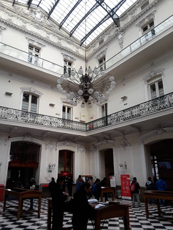 Main lobby in the main post office on Plaza de Armas in Santiago.