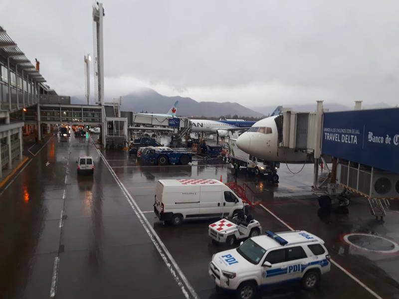 Arrival at Santiago airport.