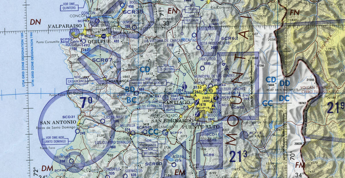 Portion of ONC R-23 showing Santiago, Chile.