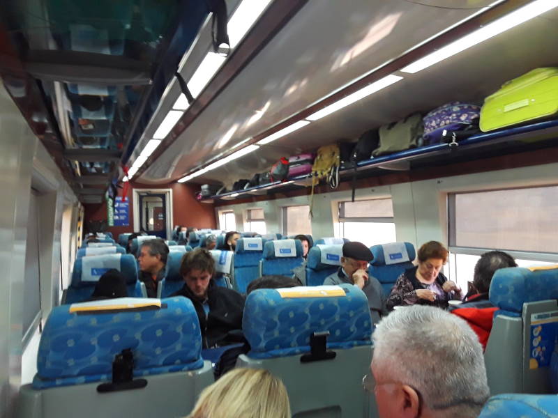 On board a southbound train from Rancagua to Talca.