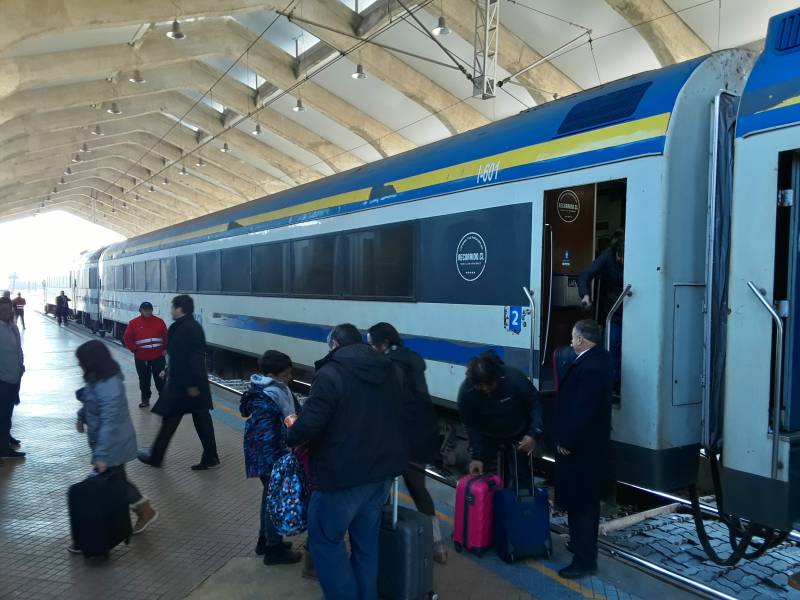 Arriving on a southbound train at Talca.