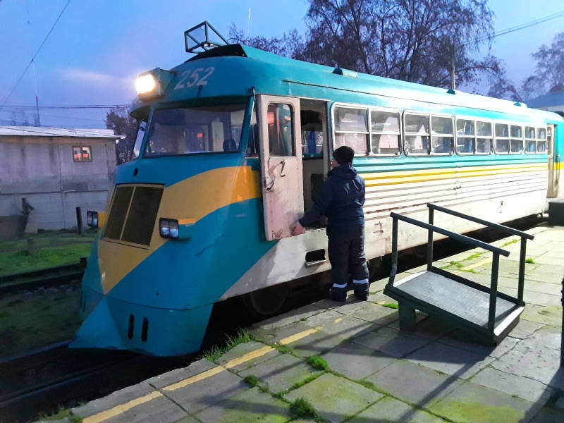 Narrow-gauge train from Talca to Constitución.