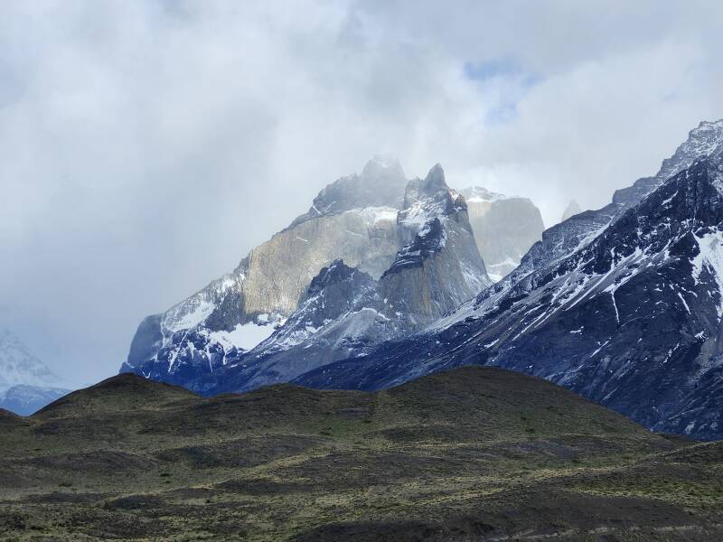 Clouds above the peaks of Cuernos del Paine.