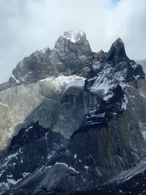 Clouds around the peaks of Cuernos del Paine.