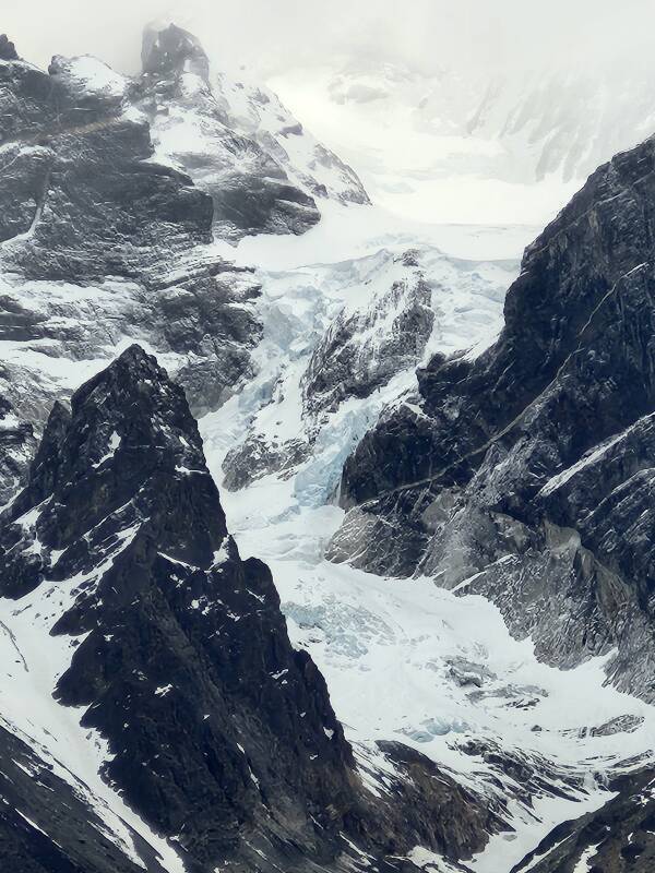 Blue ice within high elevation ice packs on Monte Almirante Nieto.