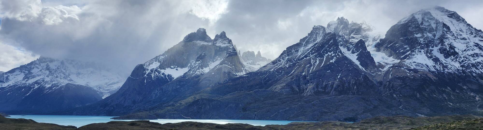 Left to right: Cuerno Paine Grande, Cuernos del Paine, and Monte Almirante Nieto.