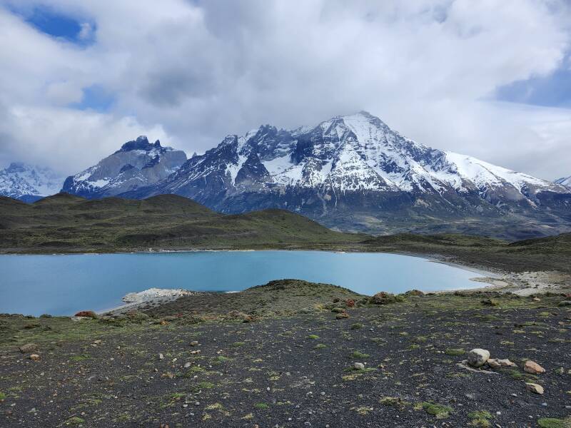 At Laguna Larga overlook.  Left to right: Cuernos del Paine, Monte Almirante Nieto.