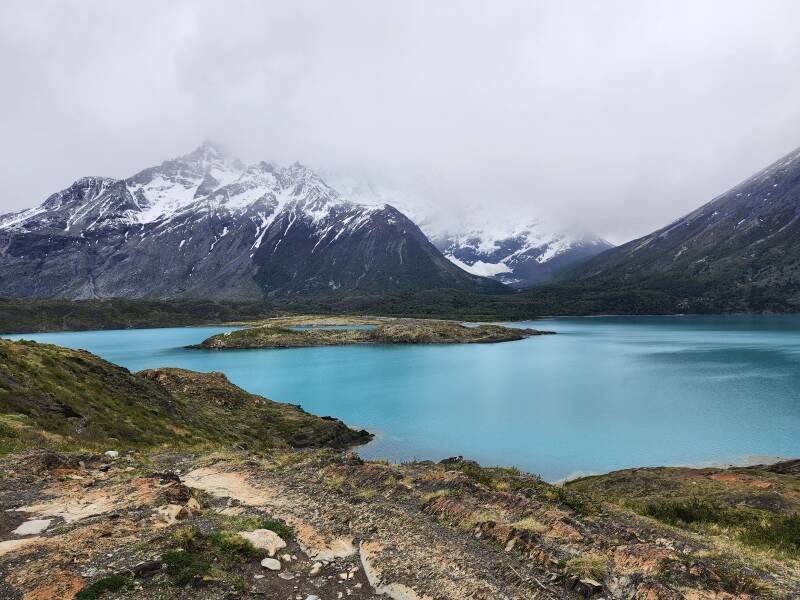 Lago Nordenskjöld and Valle del Francés between Cerro Paine Grande and Cuernos del Paine.