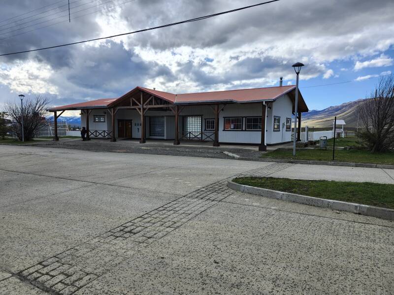 Bus station in Cerro Castillo.