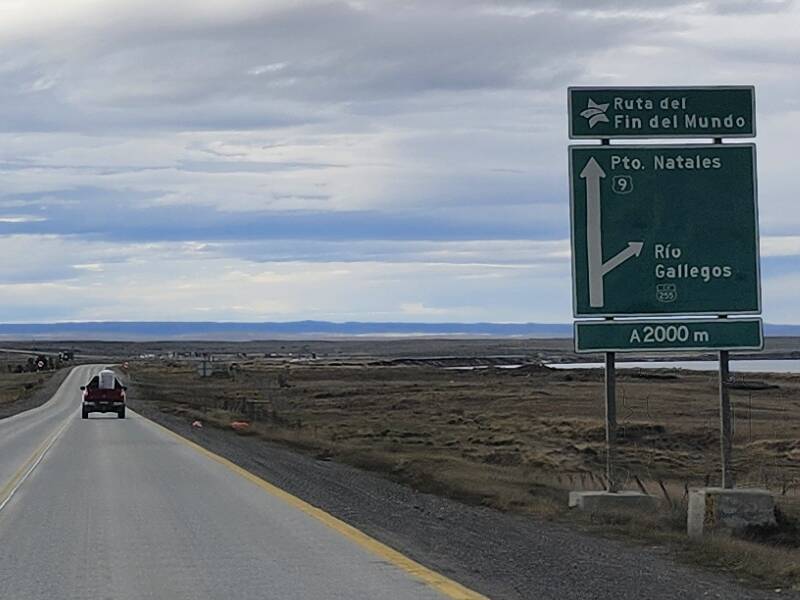 Large road sign along Chile Highway 9, Ruta del Fin del Mundo.