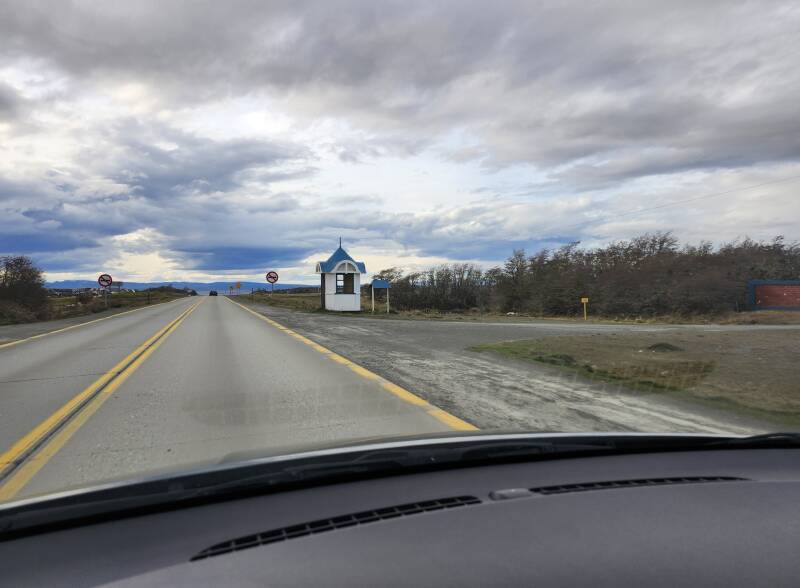 Bus shelter along Highway 9.