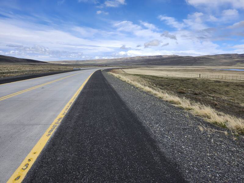 Returning from Torres del Paine with Cerro Castillo visible in the distance.