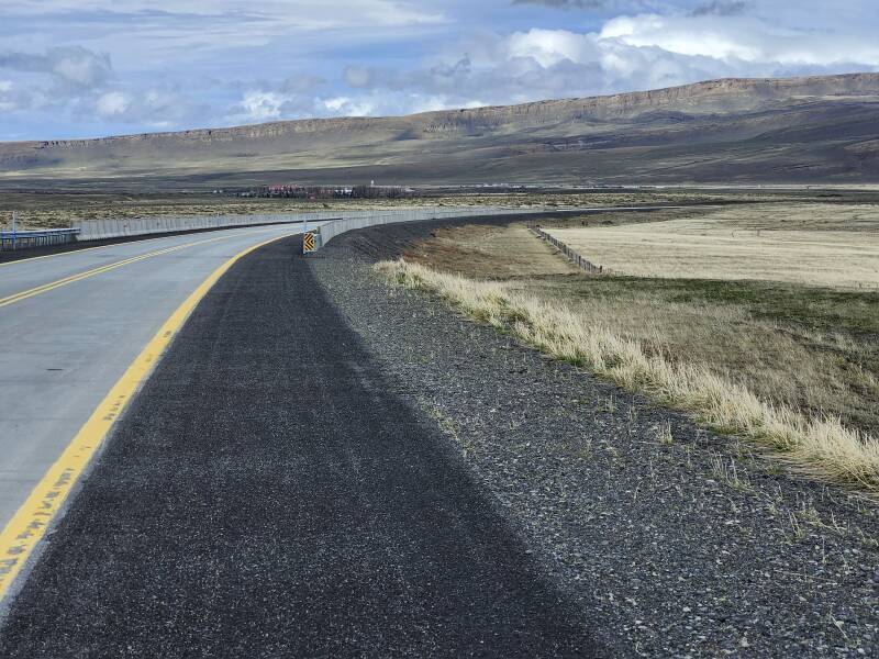 Returning from Torres del Paine with Cerro Castillo visible in the distance.