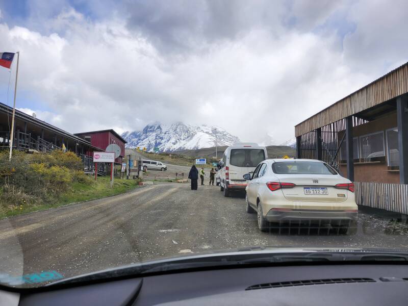 Park entrance and ranger station the following day, with better weather.