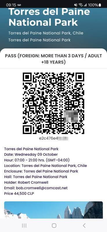 Chile National Park Pass.