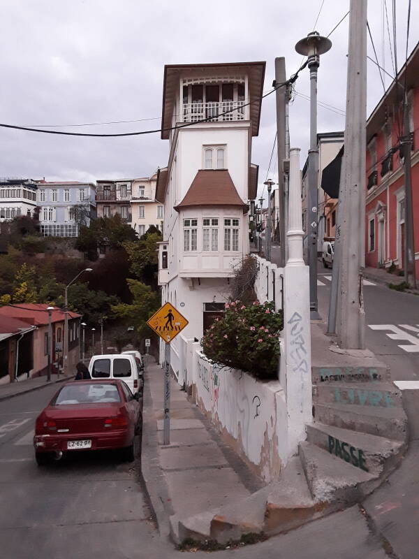 Street art in Cerro Alegre area in Valparaíso, Chile