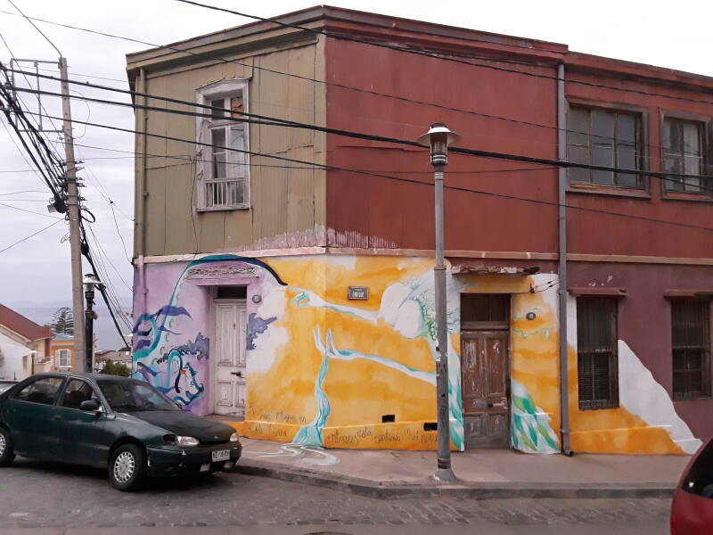 Street art in Cerro Alegre area in Valparaíso, Chile