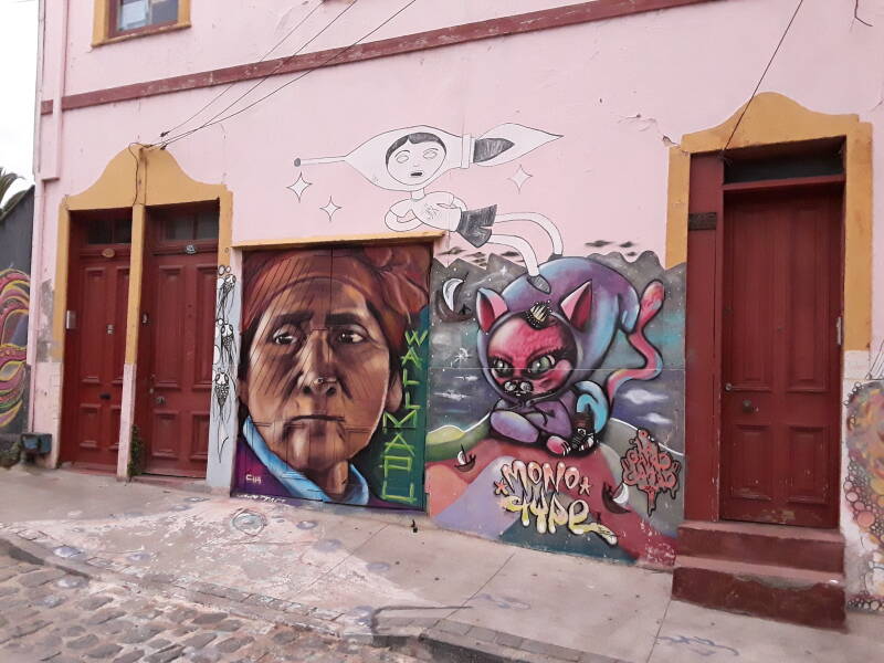 Street art in Cerro Alegre area in Valparaíso, Chile