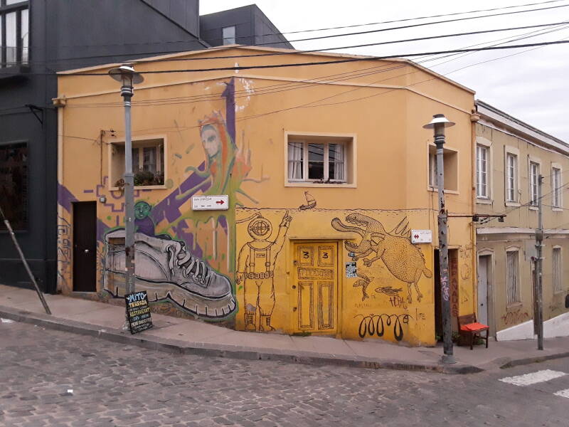 Street art in Cerro Alegre area in Valparaíso, Chile