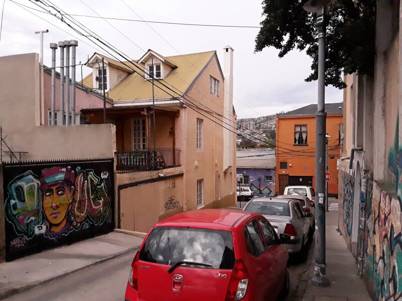 Street art in Cerro Alegre area in Valparaíso, Chile