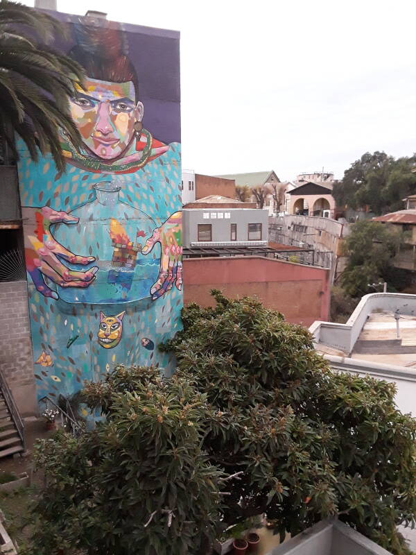 Street art in Cerro Alegre area in Valparaíso, Chile