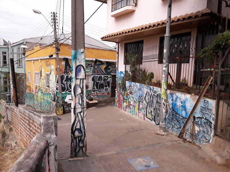 Street art in Cerro Alegre area in Valparaíso, Chile