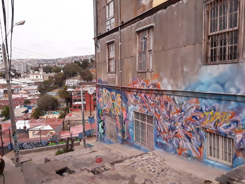 Street art in Cerro Alegre area in Valparaíso, Chile