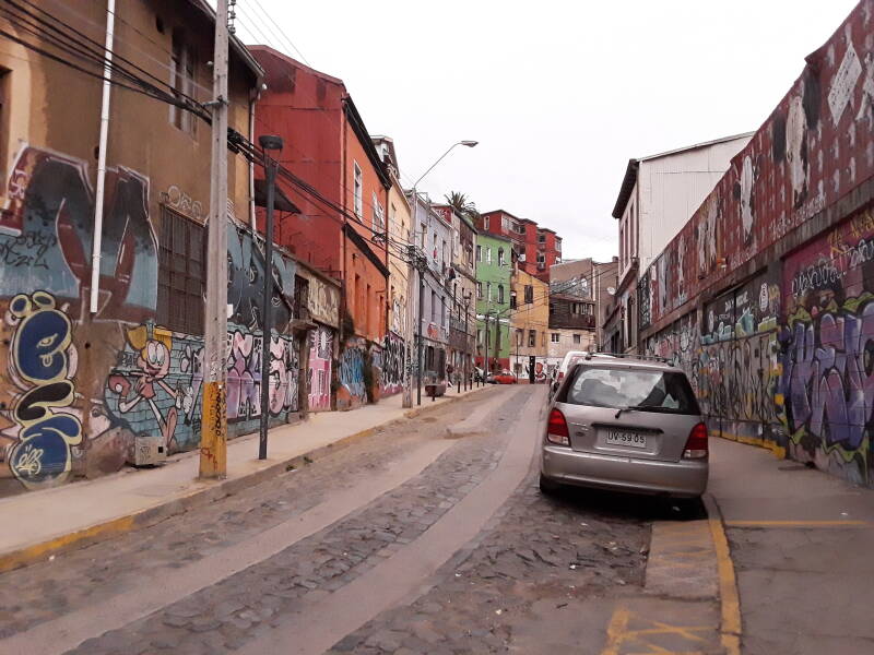 Street art in Cerro Alegre area in Valparaíso, Chile