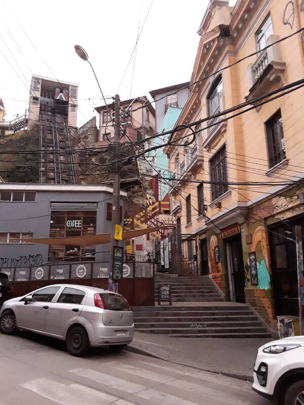 Ascensor Reina Victoria in Cerro Alegre area in Valparaíso, Chile