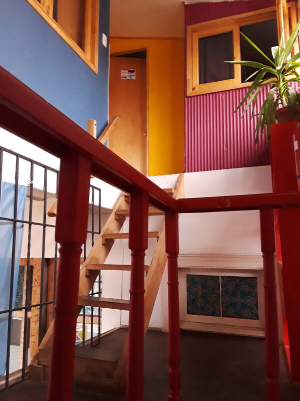 Inside the Acuarela Hostel in Valparaíso, Chile