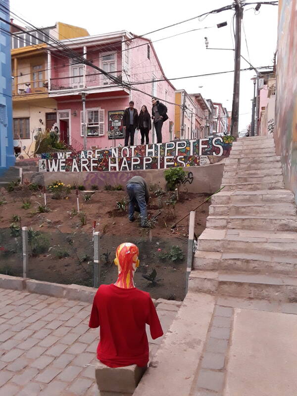 Walking up Cerro Alegre on Templeman in Valparaíso, Chile