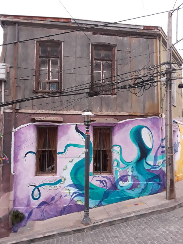 Walking up Cerro Alegre on Templeman in Valparaíso, Chile