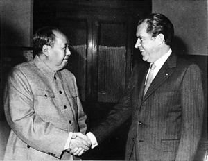 Richard Nixon with Mao Zedong in Beijing, February 21 1972, from https://en.wikipedia.org/wiki/1972_Nixon_visit_to_China