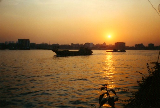 The Pearl River at sunset.