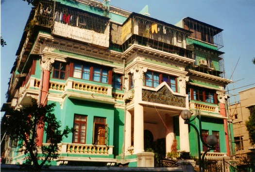 Multicolored trading house on Shamian Island.
